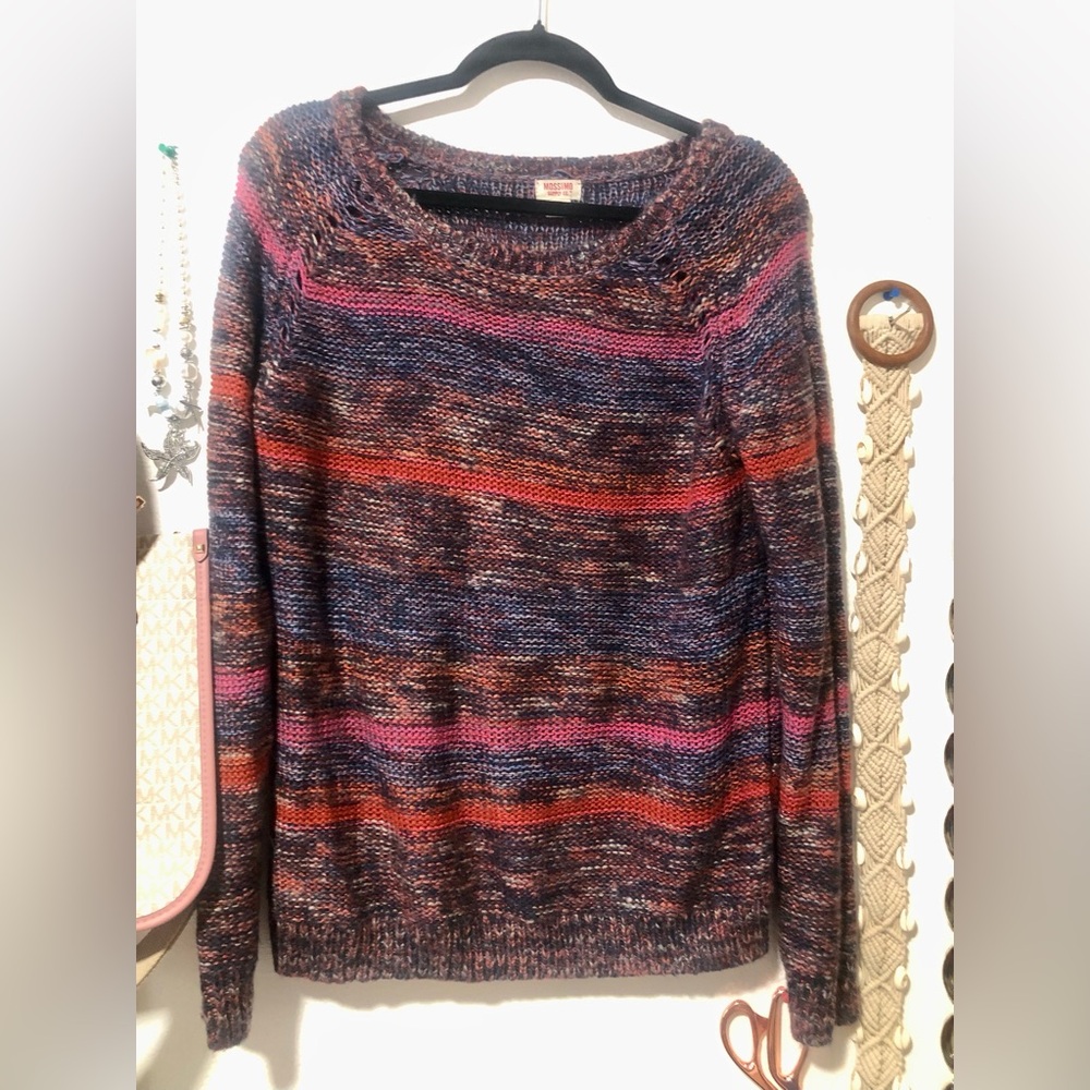 Striped Multicolor Crewneck Sweater - Women’s Cozy Pullover